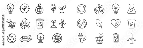 Eco-friendly icons illustrating sustainability concepts in a modern design