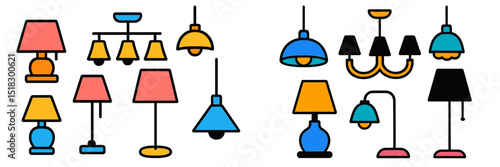 Colorful collection of various lamp designs showcasing modern aesthetics and artistic styles