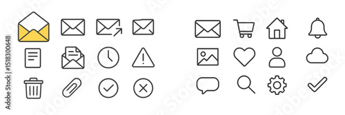 Collection of diverse icons representing messaging, notifications, and tasks for digital communication