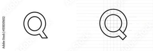 Stylized black and white letter Q design showcasing creative variations on a minimalistic approach