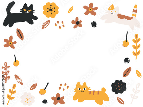 オレンジ系かわいい猫のフレーム