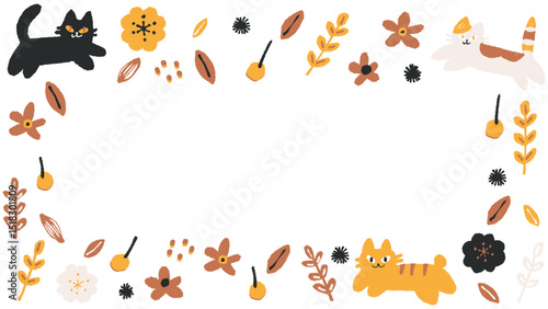 オレンジ系かわいい猫のフレーム