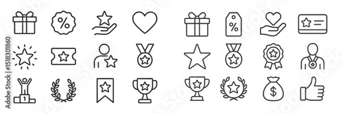 Collection of award symbols and icons showcasing achievement in various formats and designs for recognition purposes
