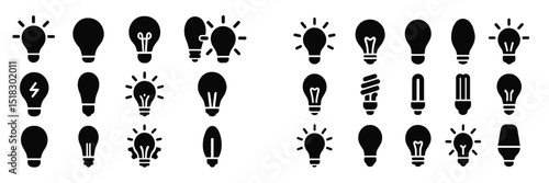 Variety of light bulb silhouettes showcasing different designs and styles for creative projects and presentations
