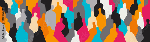   Group of people social network abstract illustration , multicolored horisontal vector background