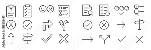Collection of simple icons representing various actions and decisions viewed in a minimalist design