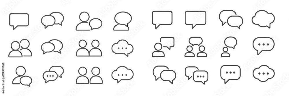 Obraz premium Various conversation bubble icons representing different types of dialogue and social interaction