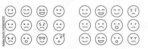 Different expressions displayed in a grid showcasing various emotions, including happiness, sadness, anger, and love
