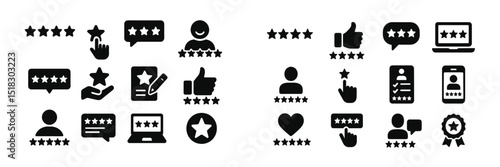 Various user rating and feedback icons showcasing customer reviews and feedback systems in digital interfaces