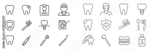 Dental care icons showcasing services, tools, and oral health essentials for a comprehensive dental guide