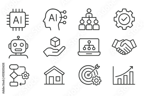 Visual representation of artificial intelligence concepts highlighting various applications and collaborative elements