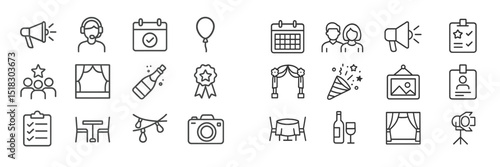 Creative event planning icons showcasing various activities for successful gatherings