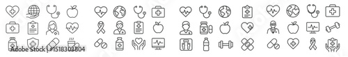 Health and wellness icons illustrating medical services and healthy living concepts for diverse audiences