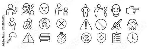 Icons representing various emotions, actions, and concepts for communication in a simplified design