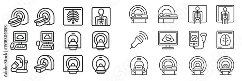 Medical imaging techniques displayed in a clear and informative graphic illustration showing various types of scans and equipment