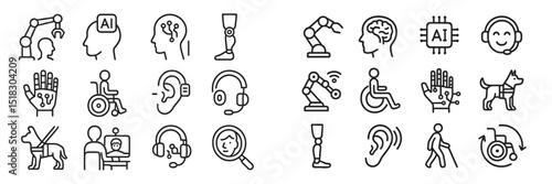 Innovative technology symbols showcasing the intersection of artificial intelligence and accessibility solutions for various users
