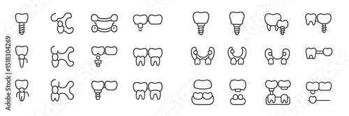 Collection of dental icons representing different tooth types and dental procedures in a clean layout