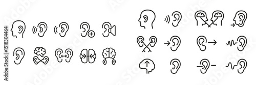 Exploring various ear-related icons for communication, sound, and perception in design elements