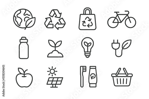 Environmental sustainability symbols illustrating eco-friendly practices and earth conservation in a modern design