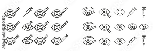 Visual representation of eye care concepts emphasizing syringes and eyes in a balanced arrangement
