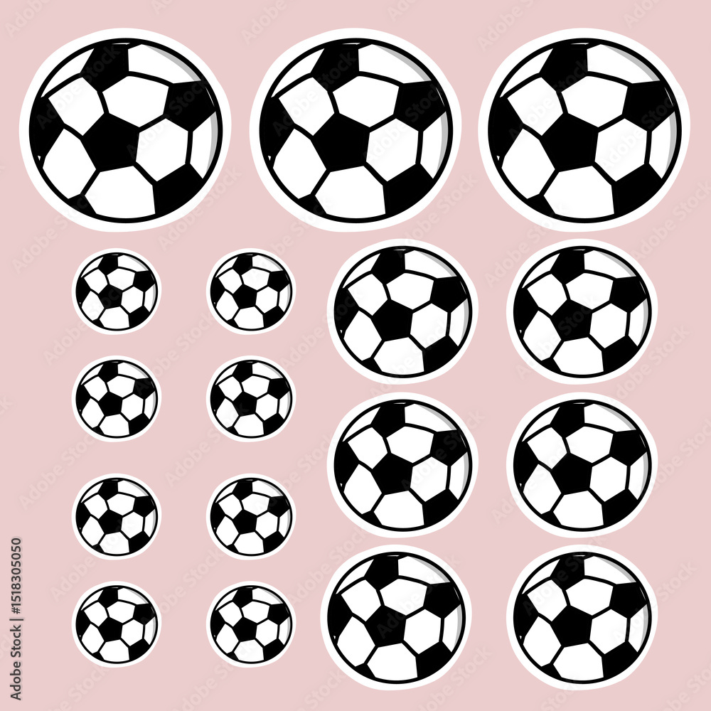 Obraz premium Soccer balls, black and white, isolated background