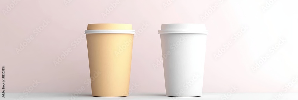 Minimalist Styled Photo Featuring Two Elegant Matte Paper Cup Mockups for Branding Presentations Minimalist Styled Photo Featuring Two Elegant Matte Paper Cup Mockups for Branding Presentations
