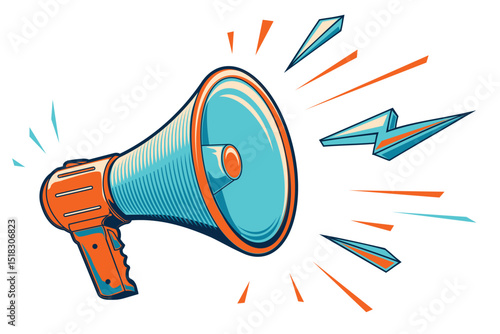 Shouting megaphone colorful advertising sign