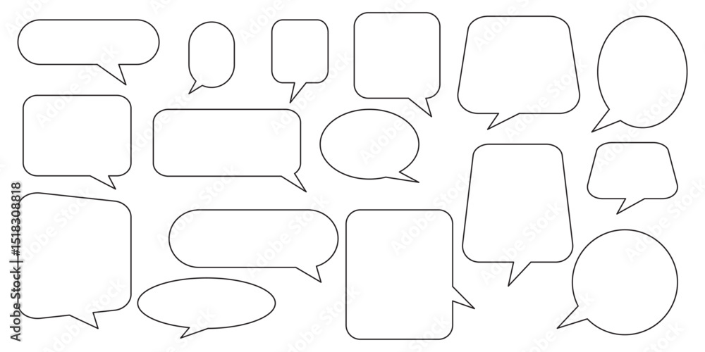 Fototapeta premium Lively Language Speech Boxes for Unique Communication . Set of speech bubble. Speech bubble comic symbol. Illustration