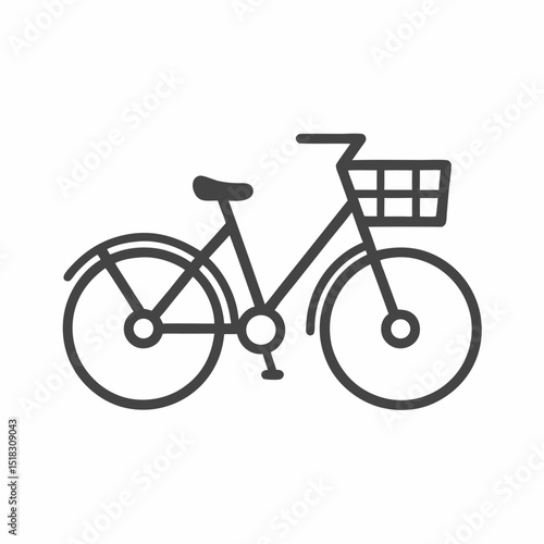 Minimal Line Bike Logo with Basket City Bicycle Icon Vector Design.