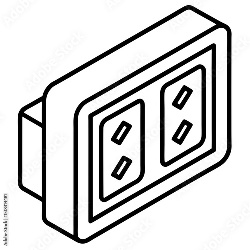 3D Wall Socket Icons – Vector on White Background