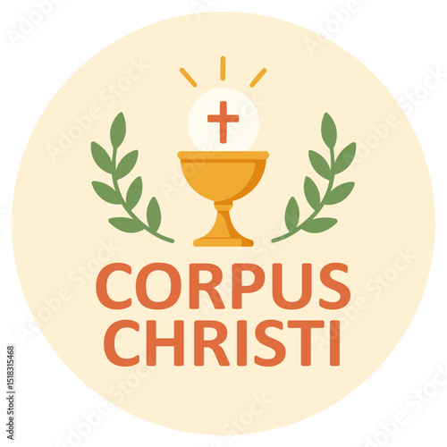 Corpus Christi illustration, Catholic holiday feast, eucharist icon vector, minimalist simple design