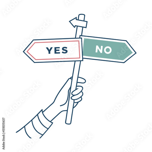 hand holding yes no sign vector illustration on white background