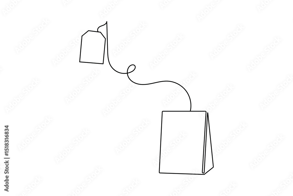 Naklejka premium Tea bag continuous one line drawing and minimalist style 