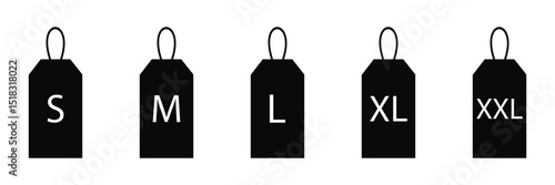 Clothing Size Label Tag Icons – Vector Set of Apparel Measurement Tags for Fashion Design
