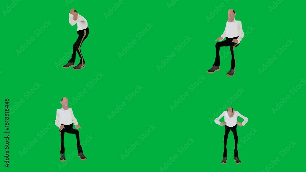 A man white shirt dancing green screen black pants animated chromakey background motion expression layers scene frame elements backgrounds movement composition style A man white shirt dancing green screen black pants animated chromakey background motion expression layers scene frame elements backgrounds movement composition style