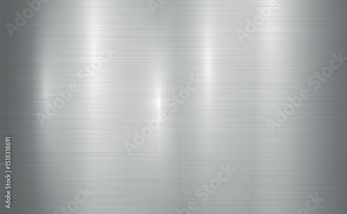 Texture panorama of silver metal with reflection - background