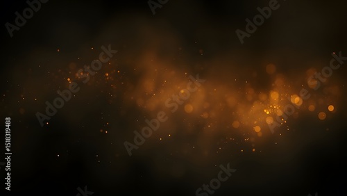 Dark glowing abstract background with subtle gold fog particles