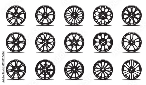 set of car rim vector