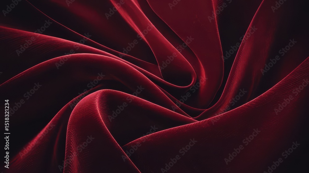 Obraz premium Elegant Burgundy Fabric Swirls Creating a Rich and Dramatic Backdrop