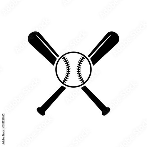 Baseball Game Icon: A simple yet striking illustration, featuring a baseball crossed by two bats, perfectly capturing the essence of this beloved sport and game. 
