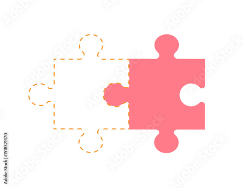 Fitting puzzle pieces in conceptual vector illustration for problem solving and brainstorming. 