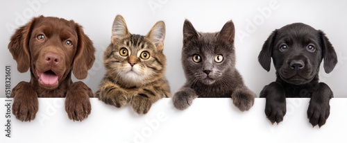 The adorable group of dogs and cats showcasing their playful personalities.