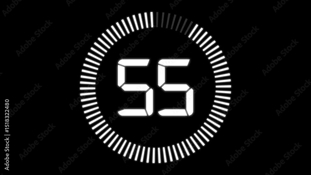 Minimal countdown timer animation from 60 to 0 seconds. Round circle 60 seconds countdown, Modern flat design with animation. High quality 4K video.