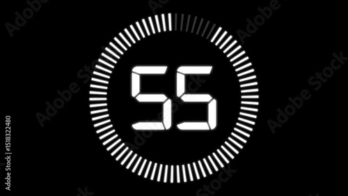 Minimal countdown timer animation from 60 to 0 seconds. Round circle 60 seconds countdown, Modern flat design with animation. High quality 4K video.