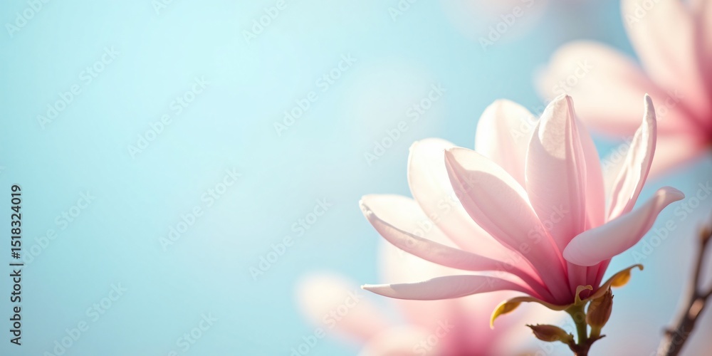 Fototapeta premium A photo of blooming spring cherry blossom against a bright blue sky