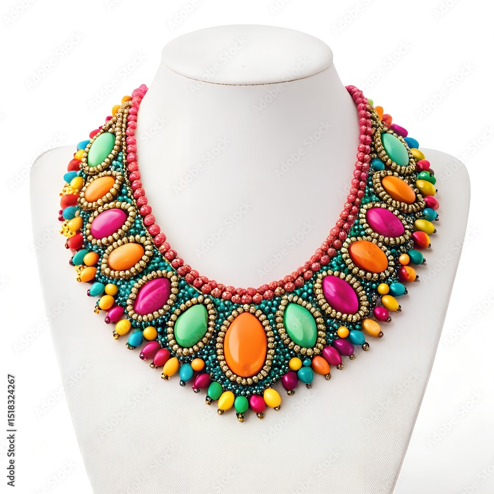 Multicolor Beaded Necklace on Mannequin Multicolor Beaded Necklace on Mannequin