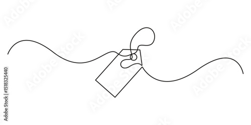 Price tag continuous single line drawing and minimalist style isolated outline unique vector illustration
