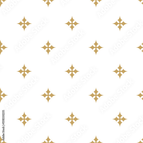 Seamless abstract geometric pattern with gold lines, squares, and shapes on white background. Ideal for fabric, wallpapers, notebooks, gift wrap, packaging, rugs, and branding.