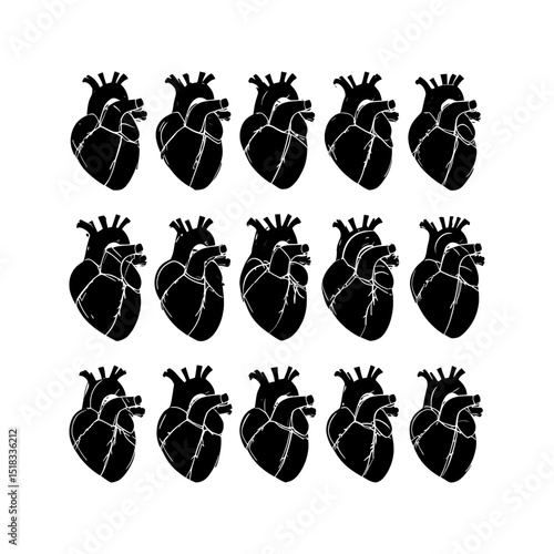 Human anatomical heart illustration set, excellent for medical, scientific, or educational use