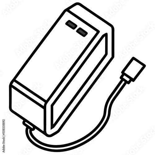 Minimal Power Bank Vector with Charging Status on White Background